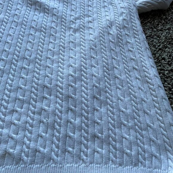 White Pendleton Cable Knit Blouse, Women's Medium Cotton Knit Top - Picture 4 of 7